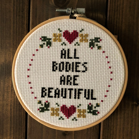 ALL BODIES ARE BEAUTIFUL Cross Stitch - animal protection donation