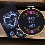 CRAZY CAT LADY Cross Stitch - animal protection donation